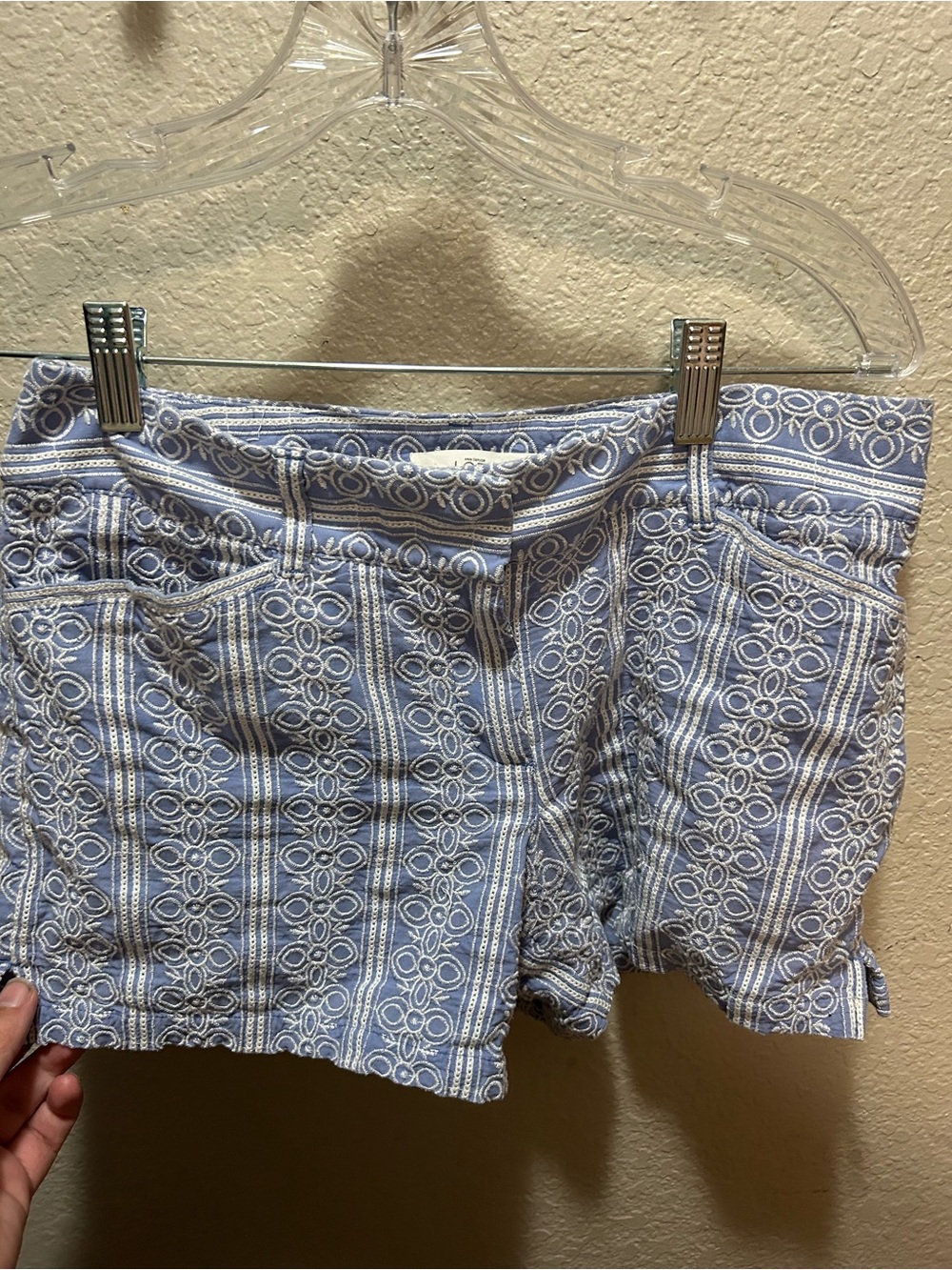 LOFT Light Blue Eyelet Embroidered Jean Shorts